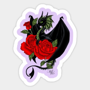 Black Dragon and Roses Sticker